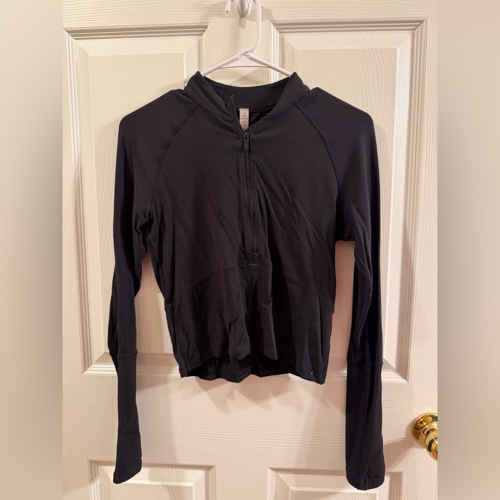 Lululemon Black Nulu Cropped Half-Zip